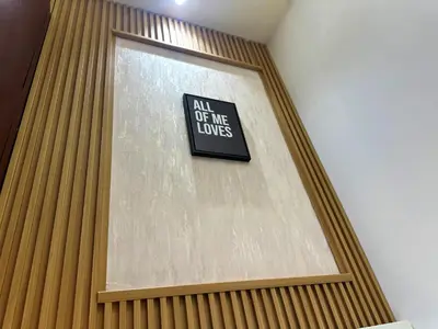 a sign in a window of a building at Canvas Partition Room in Barsha Heights Near Metro in Dubai