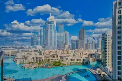 a view of a city skyline with tall buildings at Cozy 1-Bedroom Apartment at Heart of Dubai in Dubai