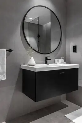 a bathroom with a sink and a mirror at Rare Luxury 1bdr 15 Northside in Dubai