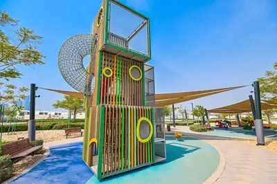 a roller coaster in a park at Family-friendly 1 Bedroom in District One Meydan in Dubai
