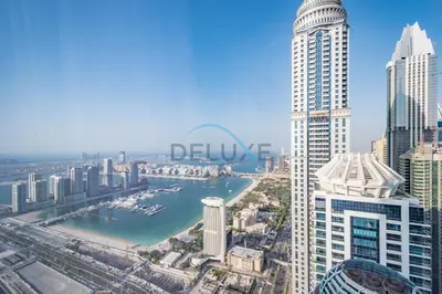 a view of a city with a river and buildings at Luxurious 2BR at DAMAC Heights, Dubai Marina by Deluxe Holiday Homes in Dubai