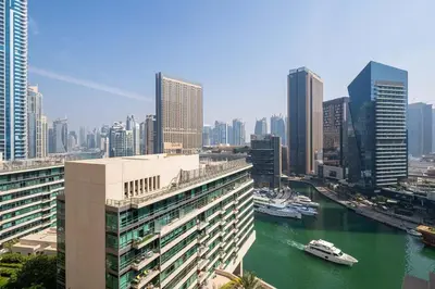 a view of a city with a river and buildings at Frank Porter - Marina Quays West Tower in Dubai