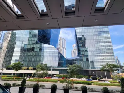 a view of a city with tall buildings at Studio with Terrace Damac Maison Cour Jardin Business Bay in Dubai