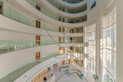 an image of the lobby of a building at Dejaview Stays Luxury Apartment with Private Terrace, Burj & Sea View in Dubai