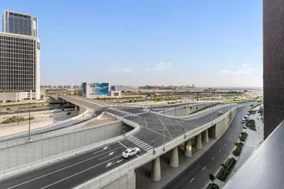 an overhead view of a highway in a city at Waves - Fully Equipped Studio for a Perfect Stay in Dubai in Dubai