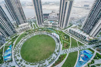 an aerial view of a city with tall buildings at Classy 1BR Apartment at Creek Horizon Tower 1, Dubai Creek Harbour by Deluxe Holiday Homes in Dubai