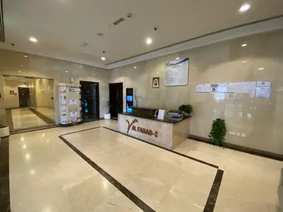 a lobby with a tennis court in a building at Vogue Al Fahad Tower, Al Barsha Heights near Mall of The Emirates, Walking Distance to DIC Metro Station, Two Bedroom Apartment with Balcony and Access to all Amenities in Dubai