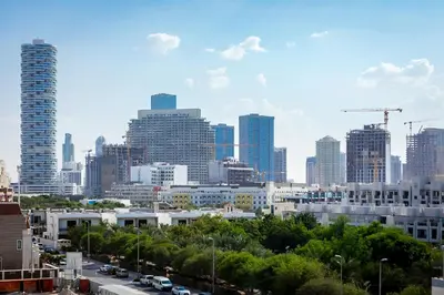 a view of a city skyline with tall buildings at Bright 1BR with balcony in Luma 22 in Dubai