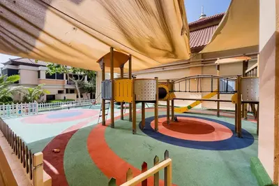 a playground in a building with a play area at Palm Jumeirah Studio Sea View Royal Amwaj in Dubai