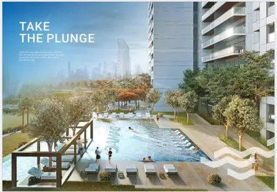 a rendering of a swimming pool in a building at Modern Apartment in Downtown Dubai in Dubai