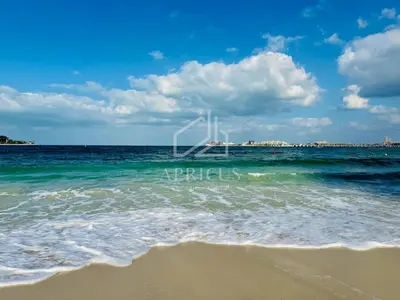 a view of the ocean from the beach at Stylish 1BR apartment in Address Beach Residence in Dubai