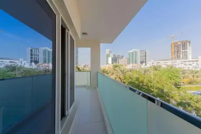 a balcony with a view of the city at Ramadan Staycation offers Miracle Home Haven in Dubai