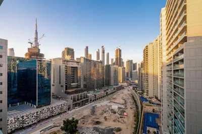 an aerial view of a city with tall buildings at GuestReady - Charming studio in Business Bay in Dubai