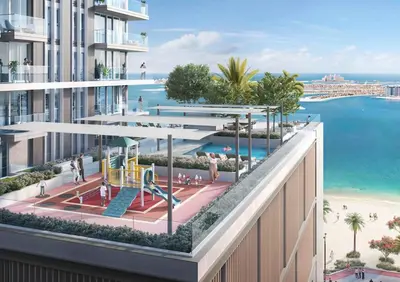 an artist rendering of the proposed redevelopment of the oceanfront resort at Pure Voyage Beachfront in Dubai