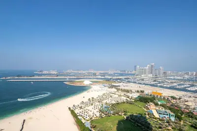 an aerial view of a beach and the ocean at Frank Porter - The One JBR in Dubai