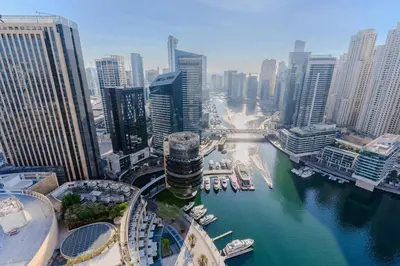 a view of a river in a city with buildings at The Magnificent in Dubai
