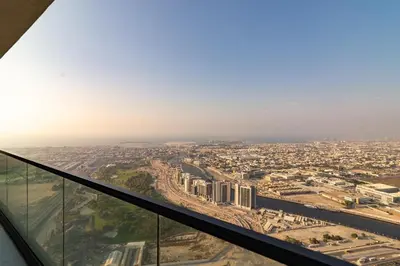 a view of a city from the top of a building at Samani vacation Homes 5701 in Dubai