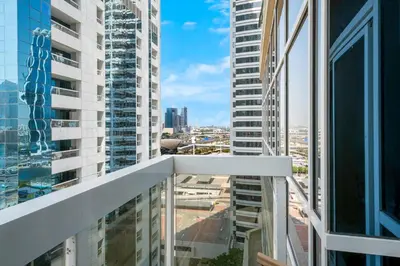 a balcony with a view of the city at 2-Bedroom Marina Skyline View in JLT in Dubai