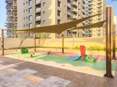 a play area with a playground with a slide at FIRST CLASS Studio Luxury Getaway in Dubai
