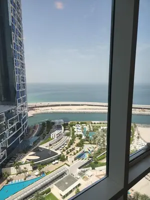 a view of the beach from a hotel window at Beachfront 250 view private beach high floor in Dubai