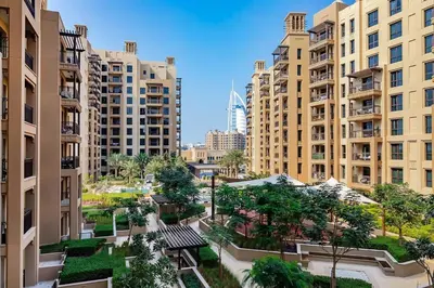 a view of a city with tall buildings at Asayel Apartments in Dubai