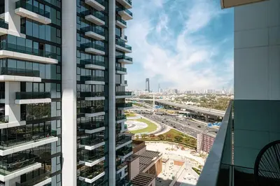 a view of a city from a tall building at Chic 2 Bed Near Trade Centre with 5 Star Amenities in Dubai