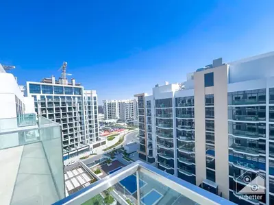 a view of a city with tall buildings at Elegant Stay in Meydan Balcony & Stunning Views in Dubai