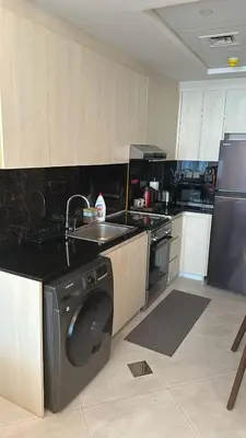 a kitchen with a washer and a sink and a dishwasher at Close to burj khalifa nice place in Dubai