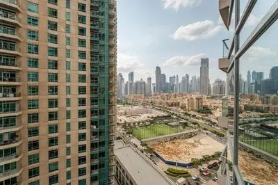a view of a city from a building at 2BR Luxury Apartment in Downtown Opposite Mall and Fountain Entrance in Dubai