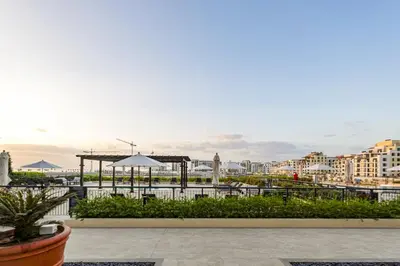 a view of a city with buildings and plants at Luxury lifestyle at La Sirene Port de la Mer Jumeirah 1 in Dubai