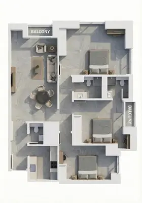 a rendering of a floor plan at Marina Sea View,Elegant and Spacious - High Floor in Dubai