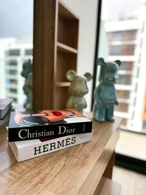a book sitting on top of a table with two figurines at 8min from Downtown in Dubai