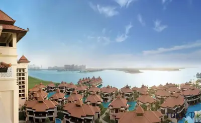 arial view of a resort with a body of water at Private Beach - 1-BHK - Palm Jumeirah - Resort in Dubai