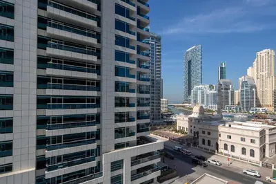 an aerial view of a city with tall buildings at Frank Porter - Escan Tower in Dubai