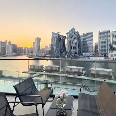 Sunset View Overlooking Burj Khalifa and Canal View