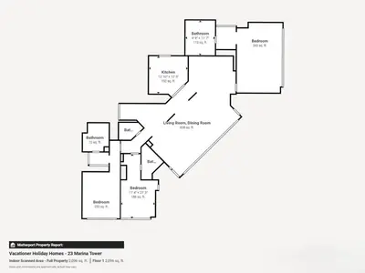 a floor plan of a house at Vacationer I Lux 3 Bedroom Apartment I Steps from Barasti Beach in Dubai