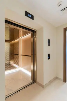 an empty room with a sliding glass door at DAYF-DAN Missoni Apartment with Private Lift in Business Bay in Dubai