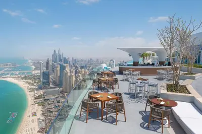 a view of the city from the rooftop of a building at Luxury Escape w Stunning Views Address JBR 1BR in Dubai