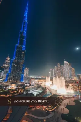 a view of the shibuya skyline at night at Luxury 1-Bedroom Holiday Apartment in Downtown Dubai I Walk to Dubai Mall and Fountains in Dubai