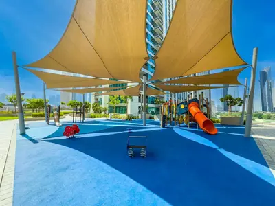 a playground in a building with awning at The Cinema Suite Luxury 2-Bed Near Dubai Mall in Dubai