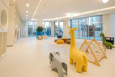 a room with toy animals in the middle of it at Downtown Luxury - Elegant 1-Bedroom Apartment - 5 Minutes Walk to Dubai Mall in Dubai