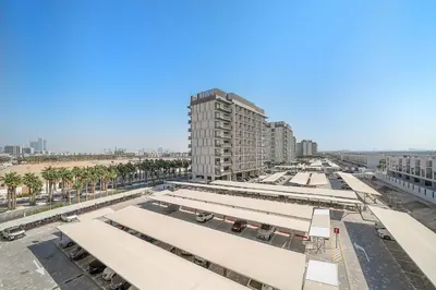an aerial view of a city with tall buildings at Bright Studio in MAG Eye in Dubai