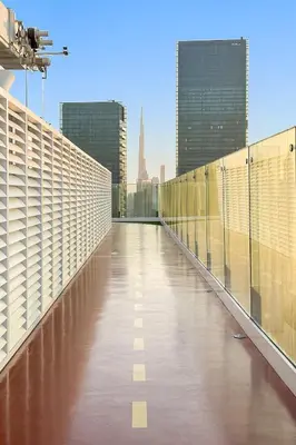 a bridge with a view of a city at FIRST CLASS 2BR Panoramic Views of Dubai Frame in Dubai