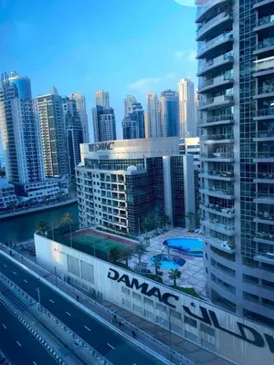 a view of a city skyline with tall buildings at lovely Studio in Dubai Marina near beach Z1009 in Dubai