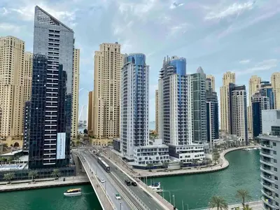 a view of a city with a river and buildings at 1Bedroom Apartment in Dubai Marina near to beach & Metro Z1006 in Dubai