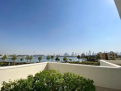 a view of the city from the balcony of a building at La Mer Beach Jumeirah 1 bedroom hall Beach view balcony burj khalifa view walk distance few steps by oima leasing property in Dubai