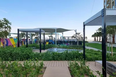 a park with a playground with a canopy at Limited Time Offer Tranquil 1BR in Business Bay by Deluxe Holiday Homes in Dubai
