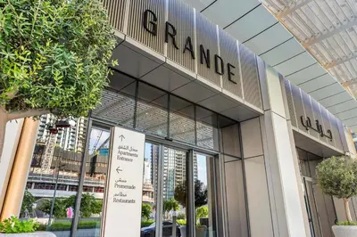 a building with a sign that reads granma novo at FIRST CLASS 1BR Stylish & Luxurious in Dubai
