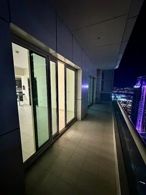 a hallway of a building with a view of the city at Dubai Marina, 2 Bedrooms, apartment, sea view, JBR in Dubai