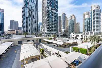 a view of a city skyline with tall buildings at Elegant Home in the Heart of Marina in Dubai